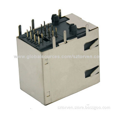 Side Entry Modular Jack, 2x1 Shielded, Available in 2x1-2x8 Poles